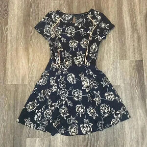 Womens Sweet Rain Black Floral Dress - S